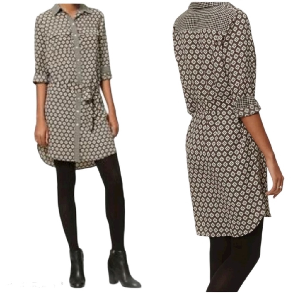 LOFT Mixed Print Shirtdress